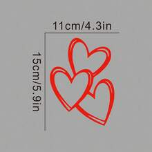 1 件互锁心形亮面粉色乙烯基贴花贴纸 - 非常适合汽车、摩托车车窗、笔记本电脑 | 易于粘贴、卡通、亮面心形汽车配件