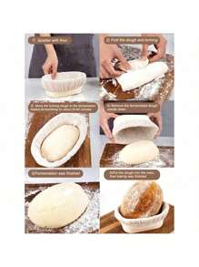 1 Stück Brotschutzkorb-Set (mit Zwischenfutter + Schaber), handgefertigter Sauerteig-Schutzkorb runde Schüssel aus Rattan, geeignet für Sauerteigbrot Backsachen