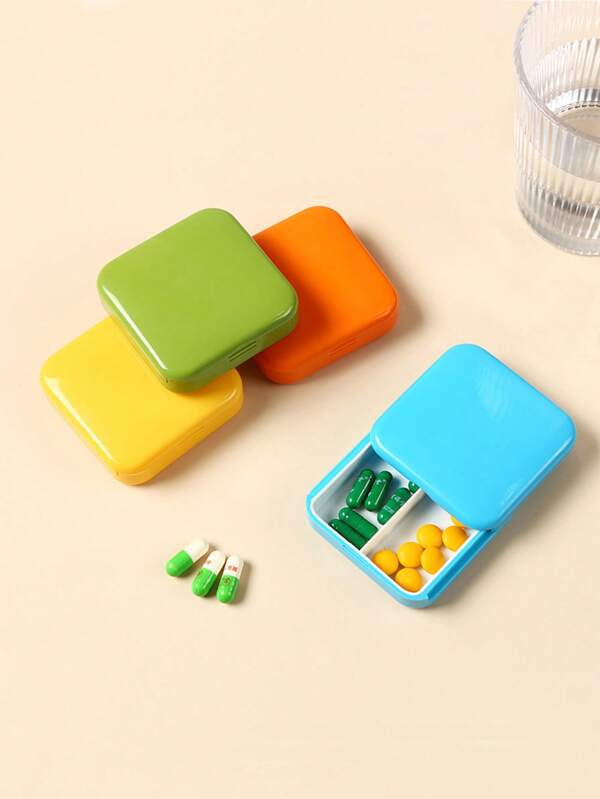 1pc Portable Push-Open Personal Medicine Pill Box, 2 Compartments Sealed Travel Pill Case, Creative Home Medication Storage Organizer