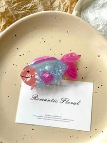 1pc Goldfish Shaped Hair Clip For Women, Decorative Hair Accessory Suitable For Commute,Hair Accessories,Hair Claw,Claw Clips,Hair Clutch,Hair Jaw Clip Fall Winter For Vacation Outfits Woman Summer Beach - Multicolor - View 9