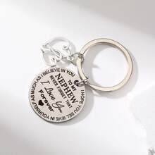 1pc Stainless Steel Engraved Keychain Keychain For Birthday Gift Keychain With Small Accessories Keychain For Kids To Show Love Motivation Encouragement - Silver - View 6