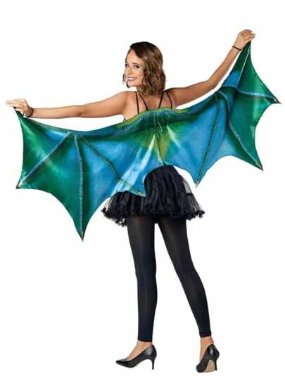 1 pièce Accessoire de costume de fête - Cornes et ailes de dragon vert et violet, idéal pour les déguisements, les fêtes et les spectacles. Un choix parfait pour les cadeaux, Halloween