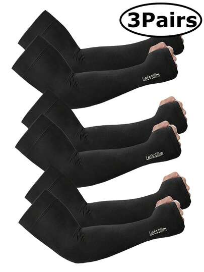 3Pairs/1Pair Men And Women UV Cooling Arm Sleeves Sun Protection Unisex For Sports, Cycling, Golf, Thumb Hole UV Arm Sleeve, Tattoo Covered Cooling Sleeve