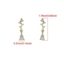 1 par de pendientes colgantes con borla de circonita cúbica larga, elegantes pendientes de tuerca de cobre con circonita para mujer, versátiles
