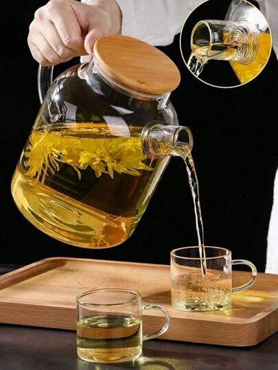 1 Stück Borosilikatglas Chrysanthementeekanne, minimalistischer japanischer Stil hitzebeständige Glasteekanne, große Kapazität transparente Glasteekanne für Aromatherapie