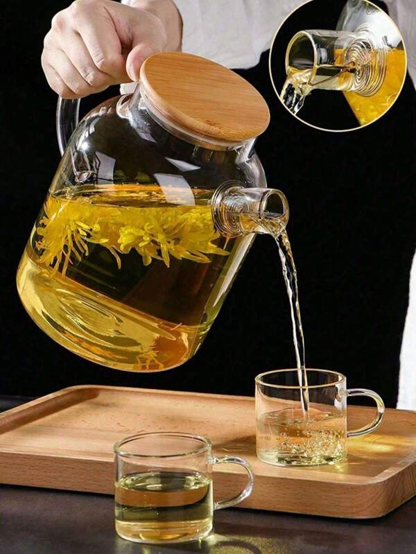 1 pieza Tetera de cristal borosilicatado con diseño de crisantemo, tetera de cristal con estilo japonés minimalista y resistente al calor, con gran capacidad y transparente, para aromaterapia saludable
