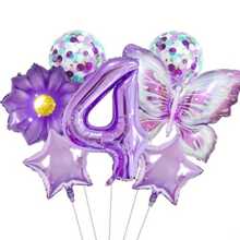 7pcs/Set Purple Butterfly 32-Inch Number Balloons For Birthday Party Decoration