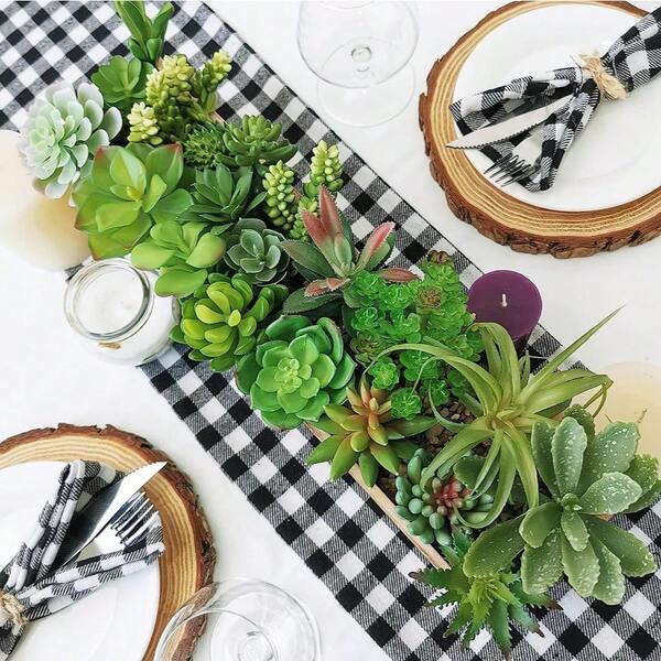 Plantas suculentas artificiales, plantas suculentas falsas y realistas sin maceta, mini suculentas para decoración de jardín, hogar, oficina, interior, boda, jardín, balcón e interior