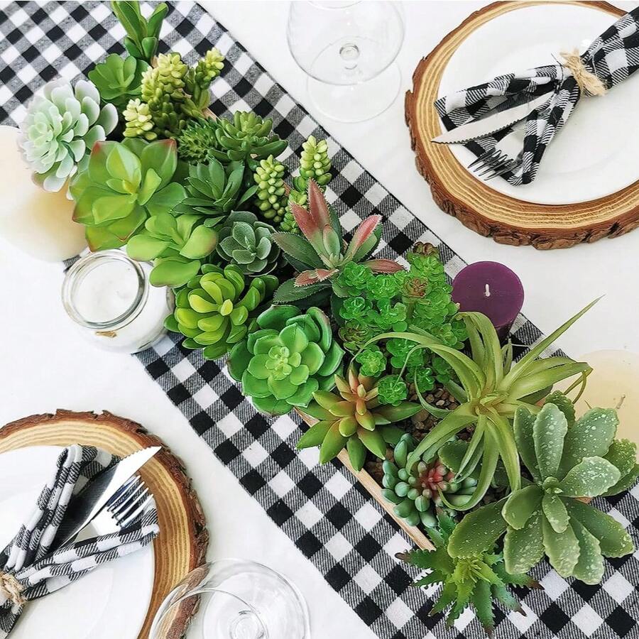 Plantas suculentas artificiales, plantas suculentas falsas y realistas sin maceta, mini suculentas para decoración de jardín, hogar, oficina, interior, boda, jardín, balcón e interior