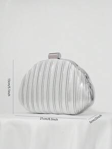 Tas Clutch Malam Berbentuk Kotak Satin Berlipit, Tas Pesta, Tas Gaun Formal, Tas Tangan Pesta Prom dengan Tali Rantai, Tas Clutch untuk Pernikahan, Pengantin - Perak - View 6