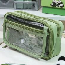 Estuche de lápices transparente con tapa abatible y cierre a presión, de gran capacidad con 8 capas, ideal para útiles escolares, maquillaje y herramientas pequeñas, estuche de lápices, bolso escolar