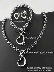 Stylish Personalized Design Simple Stainless Steel Love Necklace Bracelet Earrings Suitable For Holiday Gifts To Friends