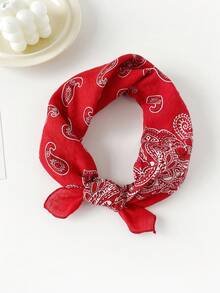 1pc Women Small Scarf/Handkerchief/Head Scarf, European & American Style Versatile Cashew Flower Print Linen Scarf/Neckerchief/Bandana, Summer Beach For Dress - Multicolor - View 16