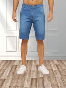Wholesale Men's Bermuda Jeans Lycra Elastane - 中等水洗藍 - 查看 2