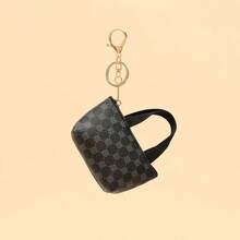 1pc Super Mini Tote Purse Fashion Geometric Splicing Keychain Bag Pendant - Black - View 7