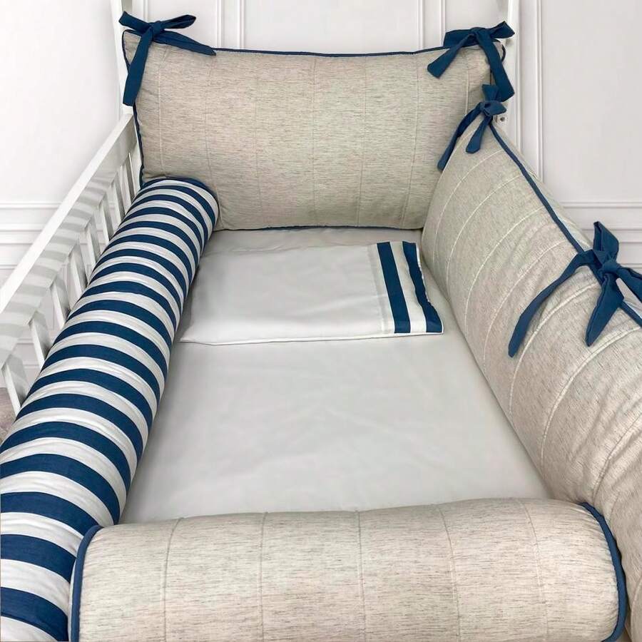 Eclipse Percale 200 Thread Count Cotton Crib Kit 6 Pieces - Agua verde azul - Ver 1