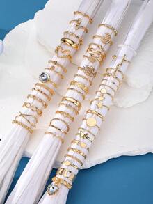 45pcs Women's Geometric Gold Ring Set, Daily Wear, Random, No Box - Yellow Gold - View 7