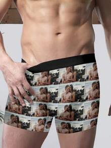 Calzoncillos personalizados para hombres Ropa interior larga personalizada con foto del rostro en ellos, regalos únicos, divertidos y lindos para novio, esposo, él, San Valentín, cumpleaños, aniversario, Navidad, boda, día festivo. Calzoncillos tipo bóxer con estampado de rostro personalizado, regalos novedosos y acogedores para él, novio, esposo, familia, amigos