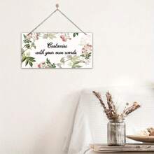 2D Flat Customizable Floral Wooden Sign - Personalized Text Plaque, Rose And Leaf Design, Rustic Wall Hanging Decor, Suitable For Home, Office Or Gift, 2D Flat