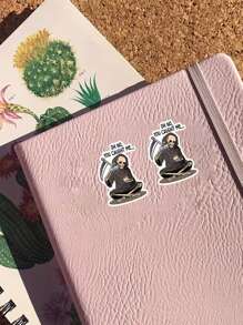 1/3pcs "Oh No You Caught Me" Humorous Stickers, Cartoon Funny Skeleton Drink Coffee Lover Die-Cut, Suitable For Laptop, Water Bottle, Journal, Skins, Guitars, Helmets, Office Supplies, School, Skateboards, Luggage, Water Bottle, And Other Funny Decal