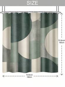 1 件绿色抽象几何图案印花奢华浪漫主题防水浴室窗帘，带 12 个挂钩的隔断帘，涤纶面料，可机洗，适用于酒店公寓浴室装饰，家居浴室配件，可作为礼物赠送，尺寸选项：35 英寸 X 70 英寸、47 英寸 X 70 英寸、59 英寸 X 70 英寸、70 英寸 X 70 英寸秋季装饰返校