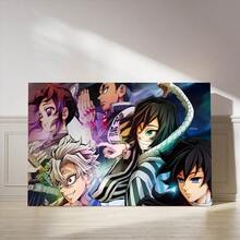 1 Pc Framed Anime Wall Art Textured Canvas Poster Painting Wall Decor For Bedroom Living Room, Ready To Hang - màu đen - Xem 2