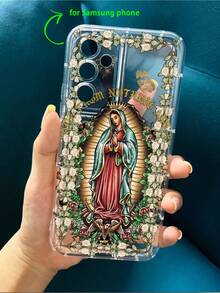 Funda para teléfono Funda transparente con estampado de Nuestra Señora y Cruz compatible con phone 1/12/13/14/15/15pro/15 Plus/15 Promax/X/Xs Max/11pro/12pro/13pro/14pro/11promax/12promax/13promax/14promax/14plus - Multicolor 2 - Ver 4