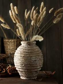 1pc 8.46 Inch Resin Vintage Rough Pottery Vase, Classic Home Flower Vase Decor Handmade Distressed Vase, Suitable For Indoor Flower Vase, Retro Handcraft Home Decor Room Decor Glass Vase - Multicolor - View 6