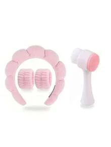 6 合 1 面部护理套装：头带、头巾、深层清洁和水疗面部刷套装 - 便携式护肤套装，配有柔软法兰绒头带、硅胶去角质刷 - 送给女性的理想礼物 - 彩色 - 查看 19