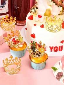 1/6pcs Mini Crown Cake Topper, Mini Crown For Flower Arrangements Bouquets, Small Tiara Crown Birthday Cupcake Topper For Birthday Wedding Party Favors,Christmas