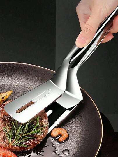 1 Piece Of Stainless Steel Multifunctional Steak And Barbecue Tongs, Fish Fry Spoon Clip, Bread Clip, Suitable For Camping Kitchen Tools
