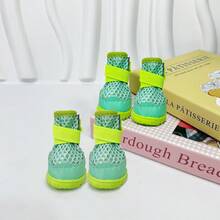 4pcs/Set Dog Breathable Hollow Out Sandals, Colorful Casual Outdoor Shoes For Dogs In Spring/Summer - Pink - View 6