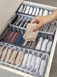 1/3/5pcs Foldable Bra Storage Box, Drawer Style Thickened Storage Box, Mesh Lingerie & Sock Organizer - Closet Drawer Dividers For Women Underwear, Socks And Ties, Home Storage, White T-Shirt, Black Pants, Women Winter Clothes, Dress, Women Winter Wear, Elegant Ladies Dress, Women White Blouse, Long Sleeve, Women White Jumpsuit - Black - View 4