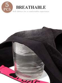MEIYATING 5pcs/Pack Women's Seamless Low-Waist Panties, Comfortable Fit With Contrast Letter Design
