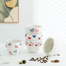 1pc Couple Heart Ceramic Coffee Mug, High Quality Hand-Painted Design Latte Cup, Suitable For Daily Use - Multicolor - View 12