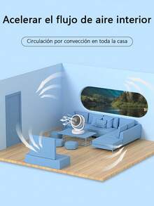 Ventilador de circulación Recargable USB, Velocidad del viento ajustable en tres velocidades, con luz nocturna LED, adecuada para oficinas, escritorios, salones, etc. - Blanco - Ver 7