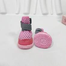 4pcs/Set Dog Breathable Hollow Out Sandals, Colorful Casual Outdoor Shoes For Dogs In Spring/Summer - Pink - View 9