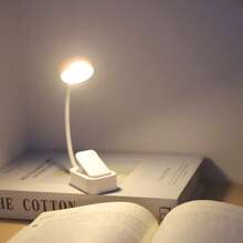 1 pieza Mini lámpara recargable para protección ocular, adecuada para lectura en la cama, lámpara de estudio en dormitorio - 3 temperaturas de color, brillo regulable sin escalones, iluminación para estudiantes, mini lámpara con clip ligera, regalo perfecto para amantes de los libros