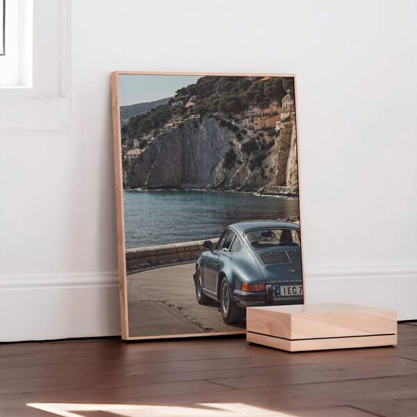 1 pezzo Quadro d'arte da parete con stampa di una Porsche vintage, cartellone vintage con auto d'epoca, decorazione in stile classico per camera da letto, soggiorno o dorm, regalo per lei, senza cornice