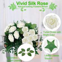 10/50 Pcs (2 Types) Artificial Ivory Foam Roses With Stems, Realistic Faux Flowers For DIY Wedding Bouquets, Baby Christening Centerpieces, Party Decorations, Home Decor (No Box)