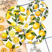 6pcs/Set Or 12pcs/Set Summer Lemon Pattern Coasters, Made Of Rubber Material With Non-Slip Backing, Suitable For Home Kitchen Or Bar Decoration, Fit For Holiday Gatherings, Cafes, Bookstores, Kitchens And Daily Home Decor