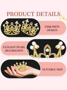 1/6pcs Mini Crown Cake Topper, Mini Crown For Flower Arrangements Bouquets, Small Tiara Crown Birthday Cupcake Topper For Birthday Wedding Party Favors,Christmas