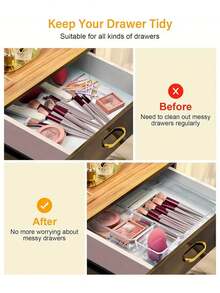 44PCS,Underwear Storage Boxes, Household Compartment Fabric Clothes Organizer, Drawers Dividers Organizer, Multifunctional Wardrobe Organizer For Panties Socks Bra Storage - Transparent - View 7