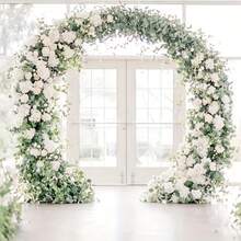 1 件金色圆形拱门背景架 - 7.2 英尺、8.2 英尺、4.9 英尺、5.9 英尺、6.5 英尺多种尺寸金色金属圆形气球拱门，人造花假玫瑰可修剪，适用于婚礼、毕业装饰、生日、乔迁派对、单身派对、母亲节、周年纪念装饰、派对用品 - 金色 - 查看 4