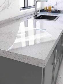 1 Roll Of Transparent Countertops Protective Film, Waterproof, Oil Proof, Heat Resistant (450°F),Self-Adhesive Cover For Kitchen,Cabinets, Tables, Furniture & Marble Surfaces - Transparent - View 2