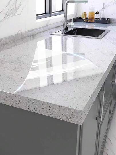 1 Roll Of Transparent Countertops Protective Film, Waterproof, Oil Proof, Heat Resistant (450°F),Self-Adhesive Cover For Kitchen,Cabinets, Tables, Furniture & Marble Surfaces