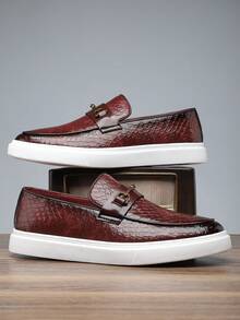 Breathable Men's Business Casual Shoes, Fashion British Style Soft Sole Versatile Leather Shoes - Burgundy - View 2