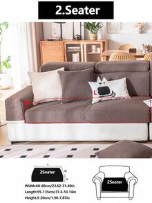 1pc Stretch Sofa Cover, Non-Slip Full Coverage Sofa Seat Cover, All Season Universal Sofa Cushion Cover, Fabric Thickened Sofa Blanket, Machine Washable, Dust-Proof, Pet-Friendly, Home Decor, Adjustable For Corner Sofa, Bedroom, Office, Living Room 1/2/3/4 Seater - Dark Brown - View 13