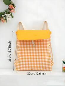 Personalized Embroidered Names New Fresh And Simple Backpack, Student New Backpack, Modern Minimalist Checkered Backpack, Travel Storage Bag, All-Purpose, Large Capacity, Versatile, Multifunction, Colorful, Cute, Adorable, Contracted, Funny, Kawaii, Y2K, Minimalist, Commuting, Business Casual, Basics, Custom, For Anniversaries, For Birthdays, For Holiday/ Vacation, For Outdoors/Outings/Travel/Hiking/Stadium/Sports/Climbing, For Business/Commute/Work/Office, Vacation, Vacation,Bags & Luggage,2025 Halloween Accessories,Essential For Daily Travel - Multicolor - View 4