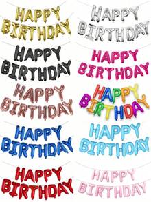 1 套 16 英寸生日快乐铝箔横幅和气球，多色可重复使用派对气球，适合生日派对、周年纪念装饰